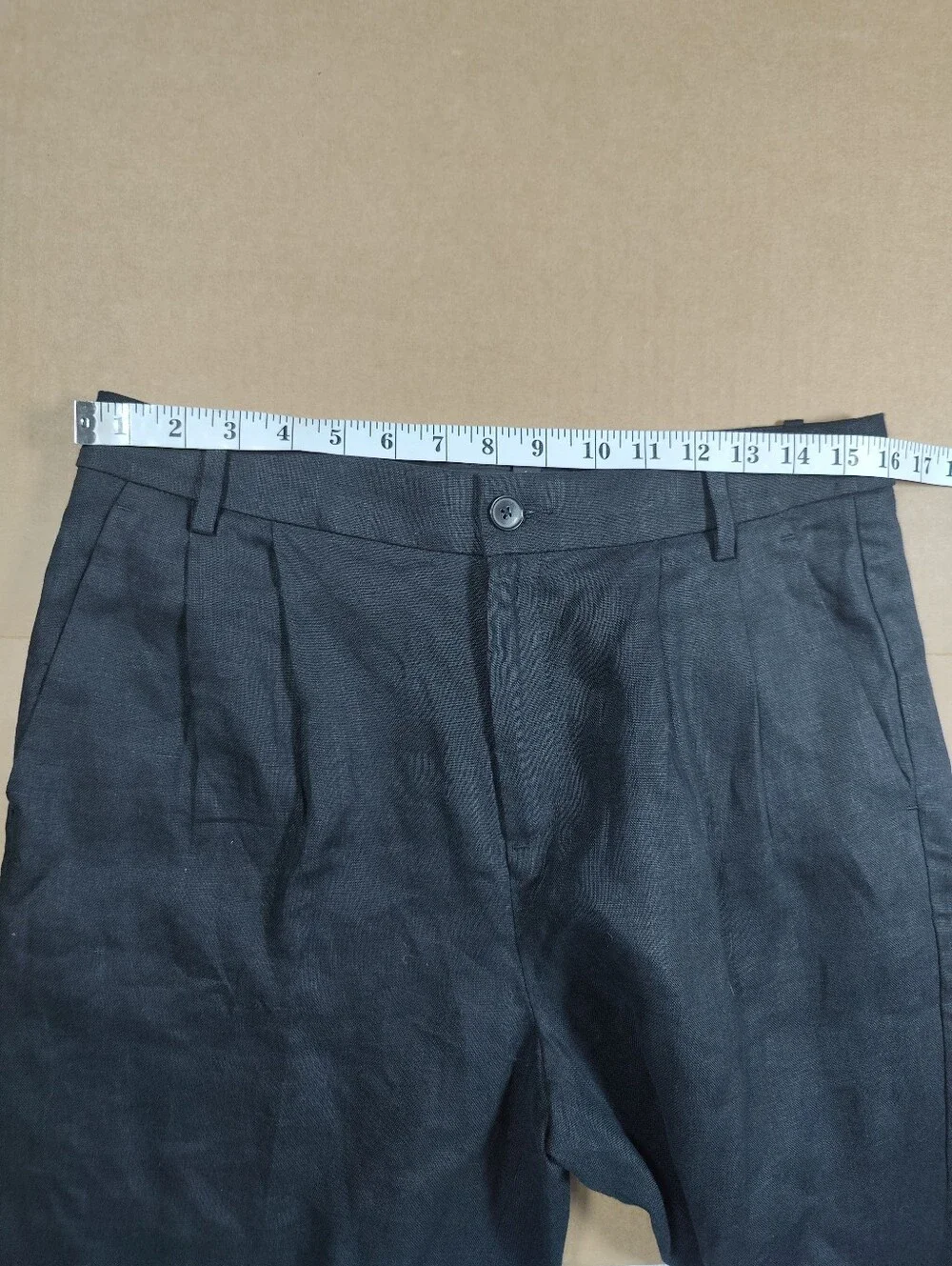 NWT Banana Republic Black 100% Linen Wide Leg Double Pleated Pants Sz 6 (32W30L)